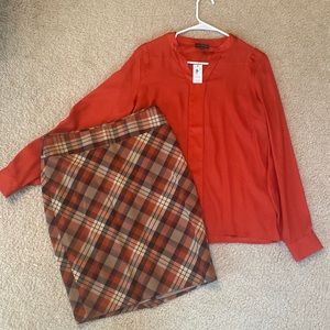NWT The Limited dress shirt (Size S) and NWOT skirt (Size 4), perfect for fall